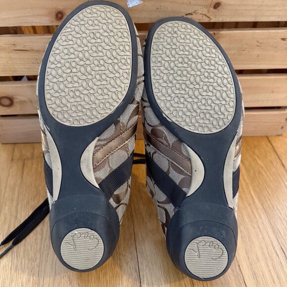 Coach Size 9 Women' s Belina Signature Brown & Tan Logo Sneakers - Picture 5 of 15